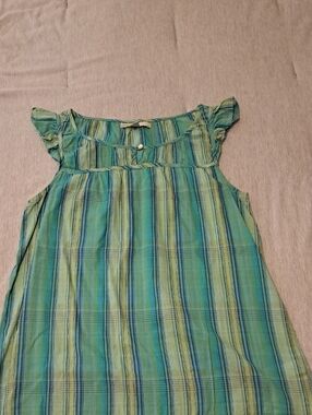 Old Navy Green and Teal Striped Blouse